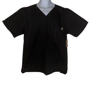 NWT Carhartt Ripstop Scrub Shirt Top Mens M Black Chest Pocket Logo Medical